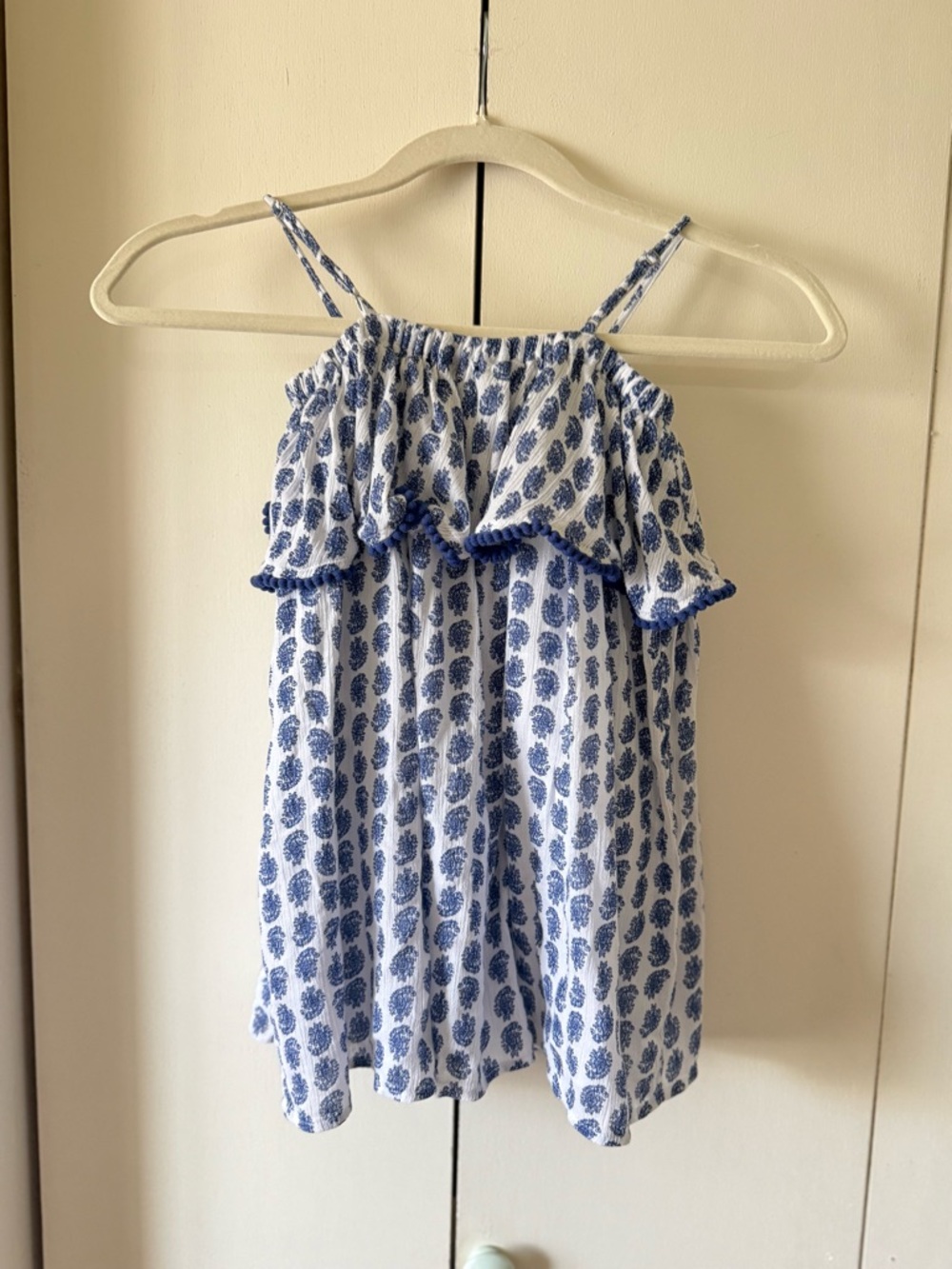Kids Polo by Ralph Lauren Blue White Printed Spaghetti-Strap sundress Cotton 3T - Picture 3 of 4